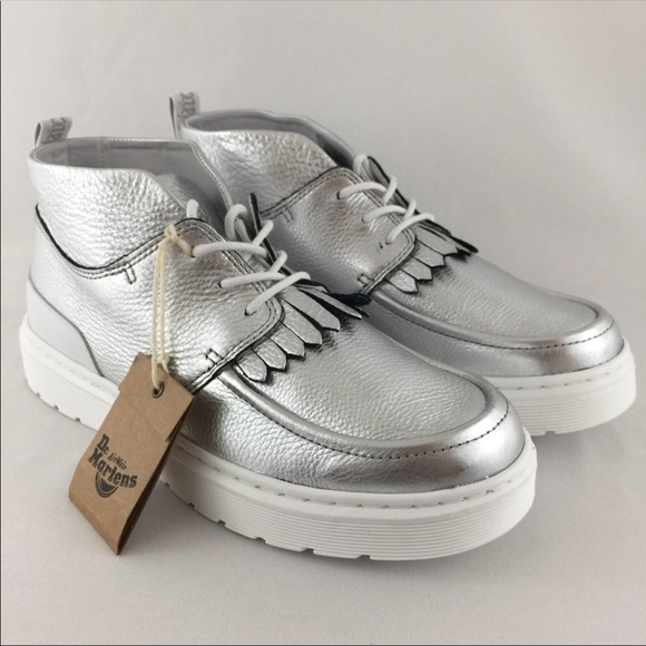 silver doc martens womens